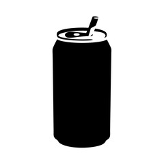 Soda can black silhouette vector illustration