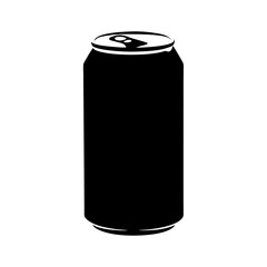 Refreshing soda can black silhouette vector illustration