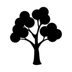 Tree with rounded leaves and branches black silhouette icon vector illustration