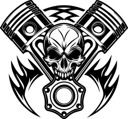 SVG illustration of a mechanical skull. Intricate Tribal Skull Design with Gaming Elements Inspired