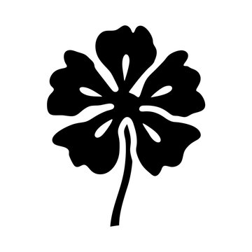 Delicate verbena flower black silhouette icon vector illustration