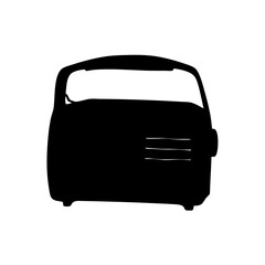 Vintage transistor radio black silhouette icon vector illustration