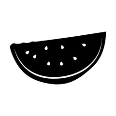 Watermelon slice black silhouette icon vector illustration