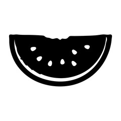 Juicy watermelon slice black silhouette icon vector illustration