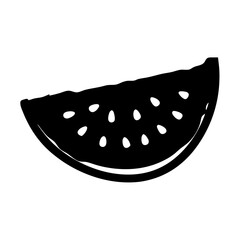 Tropical watermelon slice black silhouette icon vector illustration