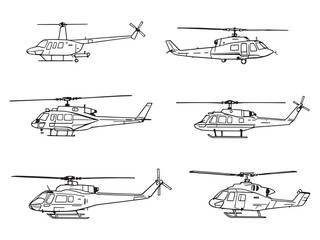 Helicopter line art vector illustration