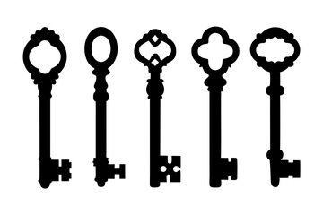 Monochrome Antique Key Icons vector illustration