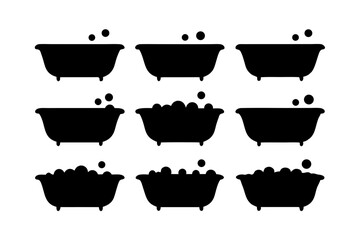 Bathtub and Foam Design Elements vector illustration