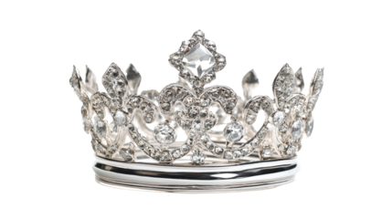 a silver crown with a diamond center