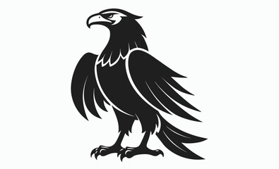 Eagle bird silhouette, Eagle vector illustration, Eagle graphic outline, Flying eagle shape, Eagle profile art
