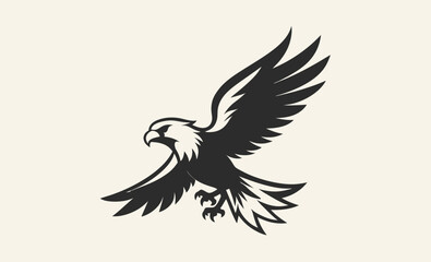 Eagle bird silhouette, Eagle vector illustration, Eagle graphic outline, Flying eagle shape, Eagle profile art
