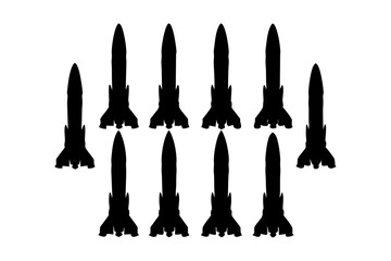 Launch Sequence Rocket Silhouette vector illustration