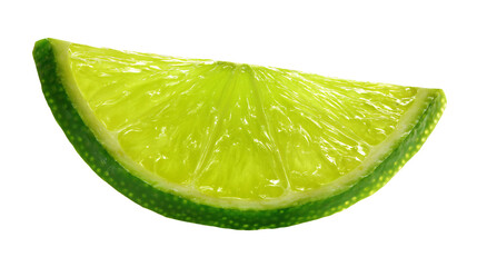 a lime slice with a green center on a white background