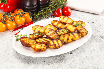 Grilled young small baby potato