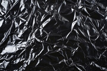 Wrinkled black plastic wrap texture