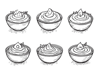 Hummus line art vector illustration