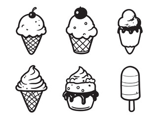 Ice Cream line art vector illustration