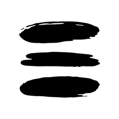 Abstract black ink with horizontal oval strokes vector illustration