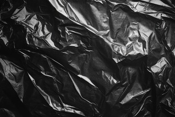Wrinkled black plastic sheet texture