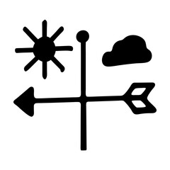 Wind indicator weather icon silhouette vector illustration