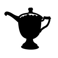 Cooking pot filled to the brim silhouette vector illustration
