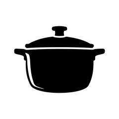 Kitchen pot with lid silhouette vector illustration