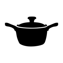 Kitchen pot with lid silhouette vector illustration