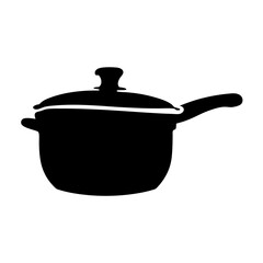 Kitchen pot with lid silhouette vector illustration