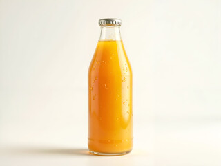 Bottle of fresh orange juice isolated on white, representing health, refreshment, and vitamin C. Generative AI