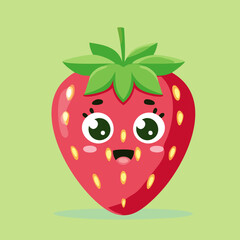 Cute strawberry character with a happy face. Perfect for children’s books, games, and fun educational materials