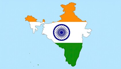 Indian subcontinent map with national flag overlay.