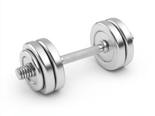 Naklejka premium Chrome Dumbbell Isolated on White Background for Fitness and Exercise