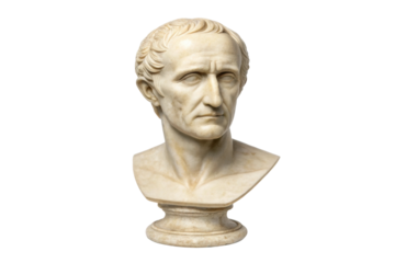 PNG Marble bust of roman man with short hair and strong features