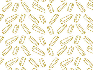 French fries simple minimalist and cute seamless pattern. Pommes frites doodle pattern. For packaging and banner design. Fry potato. Fast food design