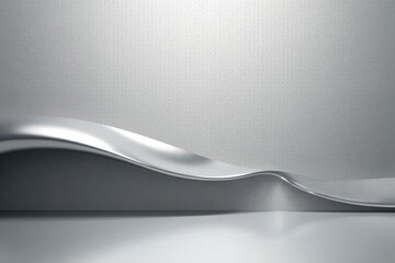Abstract Silver Wave Form on Neutral Background, Ideal for Modern Design Presentation