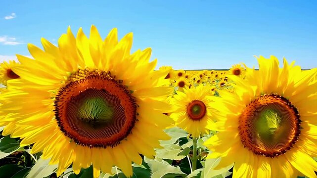 The blooming of the sunflower fields