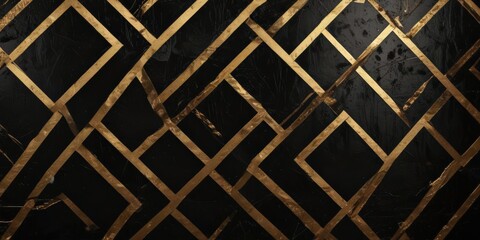 Black and gold geometric pattern with luxurious sheen,  sparkle,  high-end, black
