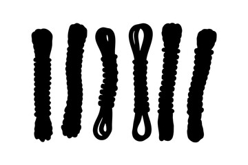 Climbing rope silhouette collection for mountaineering and adventure vector illustration