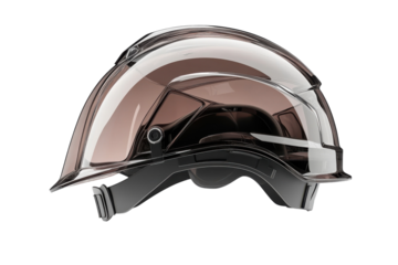 A futuristic transparent safety helmet protects against unseen dangers offering a new vision on transparent background
