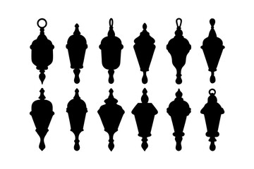 Lantern silhouette collection for camping light and outdoor gear vector illustration