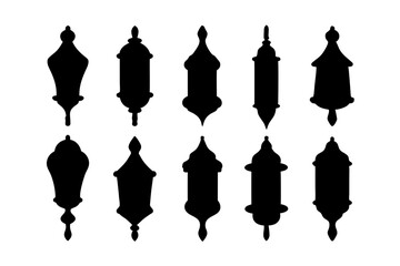 Lantern silhouette collection for camping light and outdoor gear vector illustration