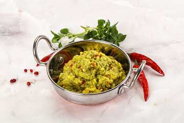 Guacamole with avocado, tomato and chili