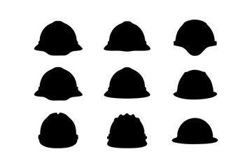 Safety helmet silhouette collection for climbing and outdoor protection vector illustration