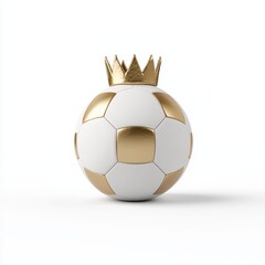 Elegant Soccer Ball with Crown Design on White Background