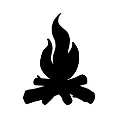 Campfire silhouette for outdoor camping and survival vector illustration