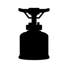Camping stove silhouette for outdoor cooking and hiking vector illustration