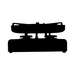 Camping stove silhouette for outdoor cooking and hiking vector illustration