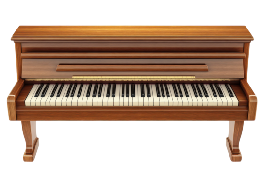 A polished wooden piano stands ready to inspire musical dreams and creative expression against on transparent background - Powered by Adobe