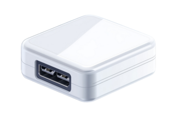 A pristine white USB hub a symbol of seamless connectivity and efficient data transfer in our on transparent background