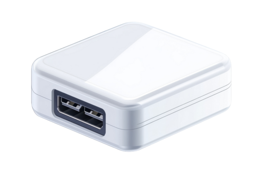 A pristine white USB hub a symbol of seamless connectivity and efficient data transfer in our on transparent background